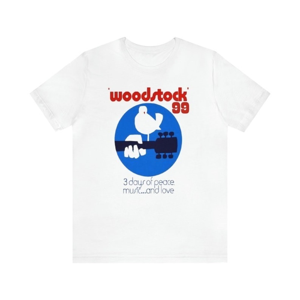 Woodstock 99 T Shirt Festival Short Sleeve Tee Bird Guitar